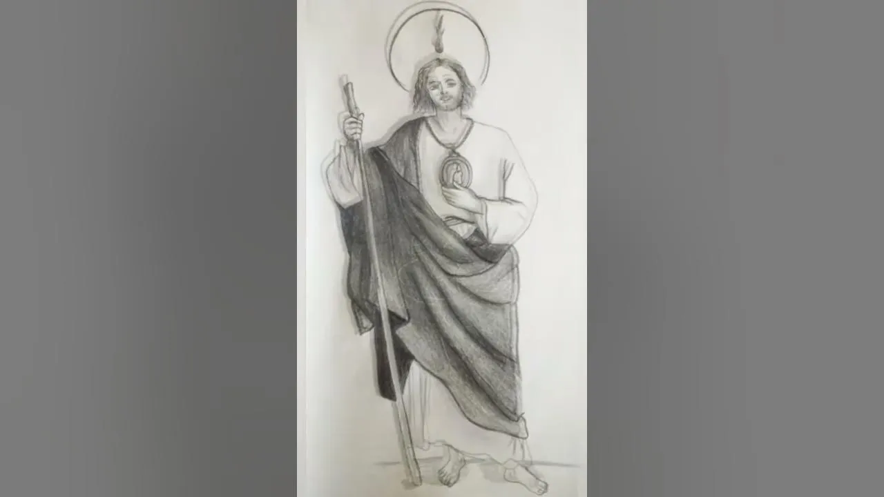 Dibujo SAN JUDAS TADEO a lápiz | Vivas Art - YouTube