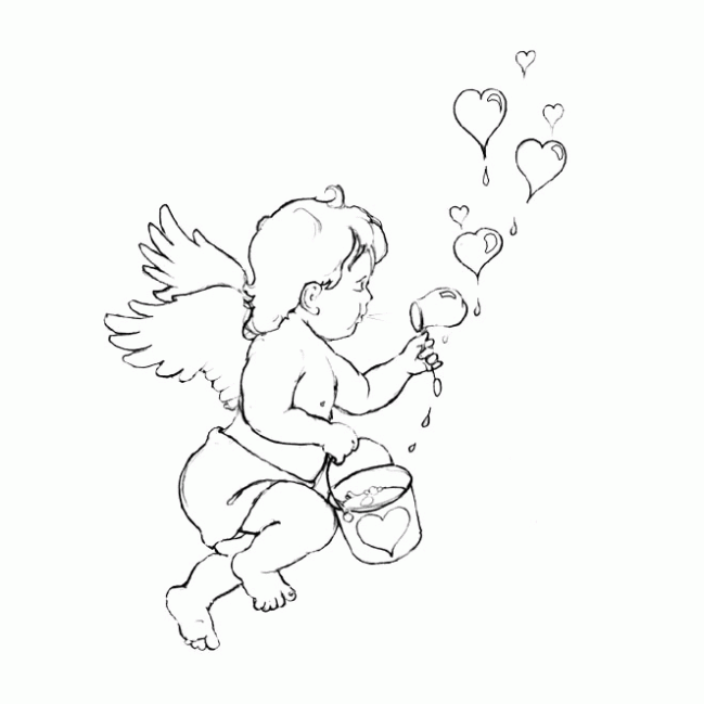 Dibujo de San Valentín y cupido para colorear. Dibujos infantiles ...