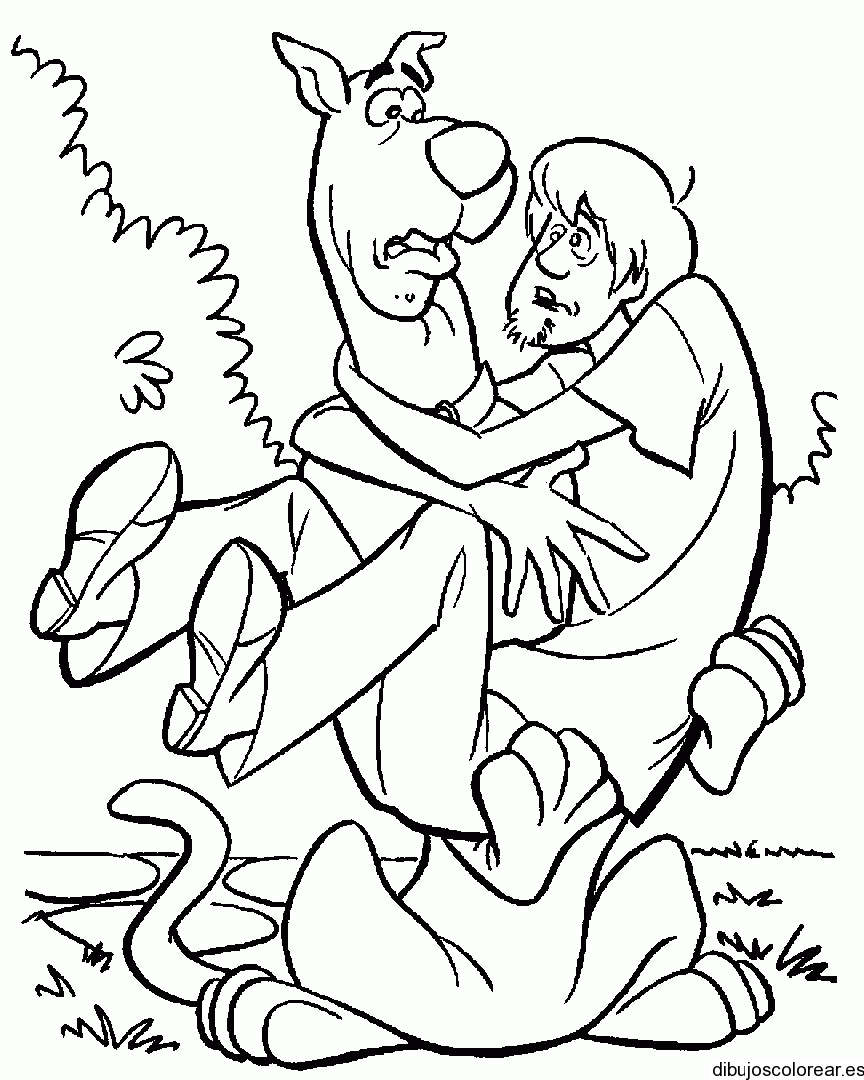 Dibujo de Scooby Doo y Shaggy abrazados | Dibujos para Colorear