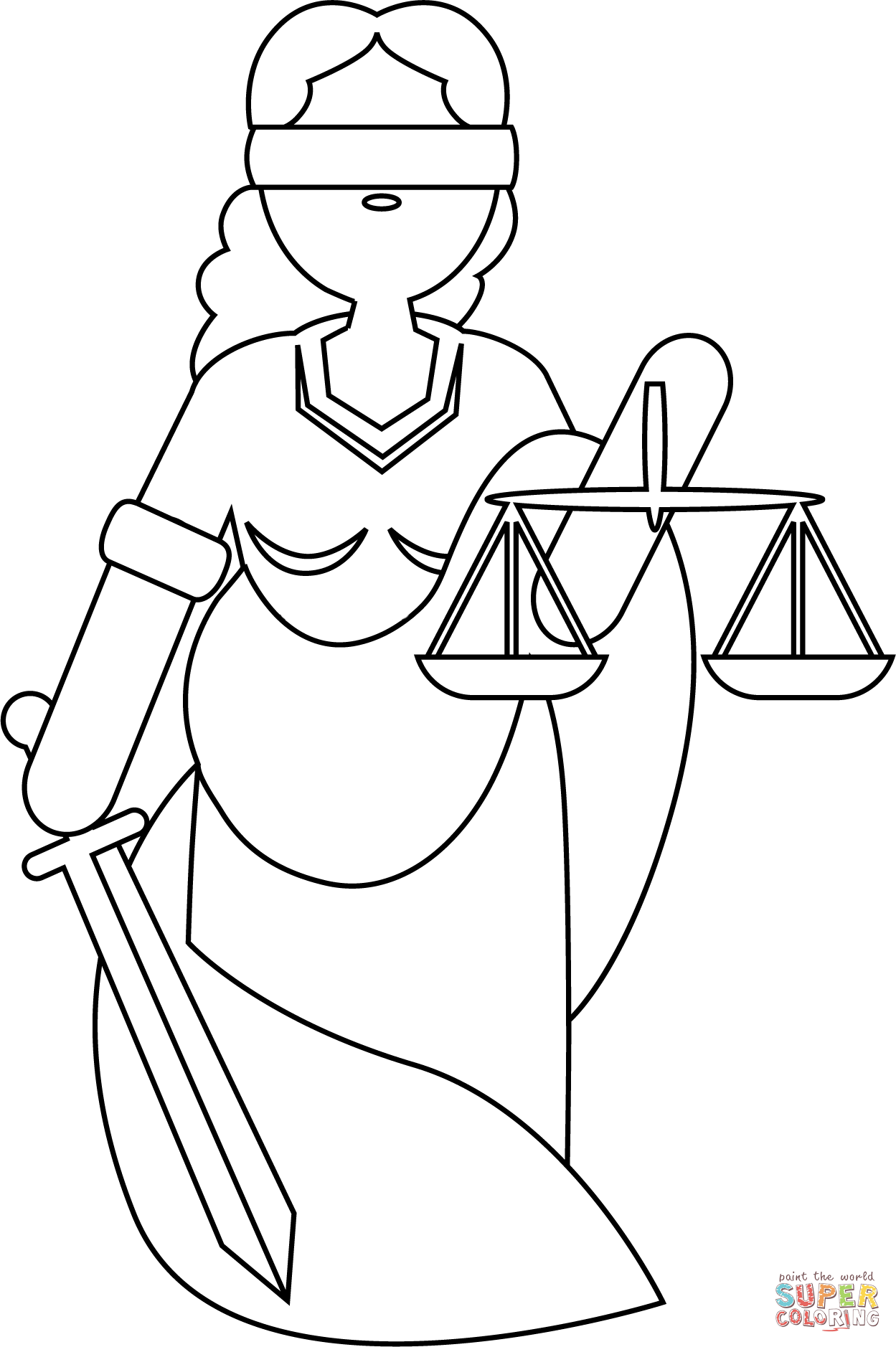 Dibujo de señora justicia para colorear | Dibujos para colorear imprimir  gratis