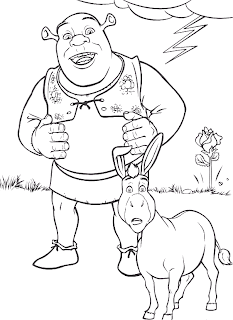 Dibujo de Shrek y el burro para colorear!