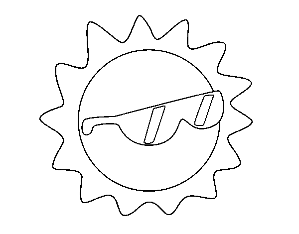 Dibujo de Sol con gafas para Colorear