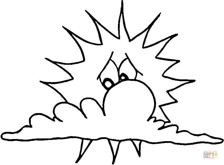Dibujo de Sol Triste Tras una Nube para colorear | Dibujos para ...
