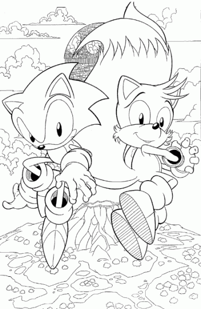 Dibujo de Sonic y Tails. Dibujo para colorear de Sonic y Tails ...