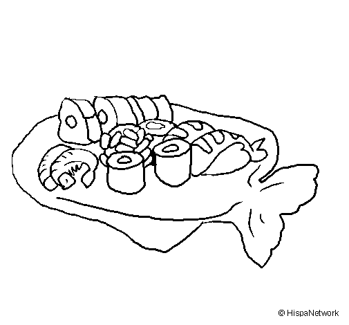 Dibujo de Sushi para Colorear - Dibujos.net