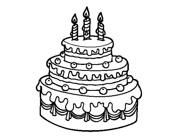 Dibujo de Tarta de cumpleaños para Colorear - Dibujos.net