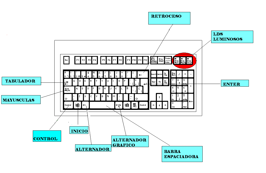 Dibujo de un teclado y sus partes - Imagui