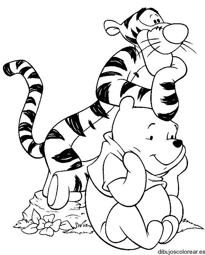 Dibujo de Tiger y Winnie Pooh | Dibujos para Colorear