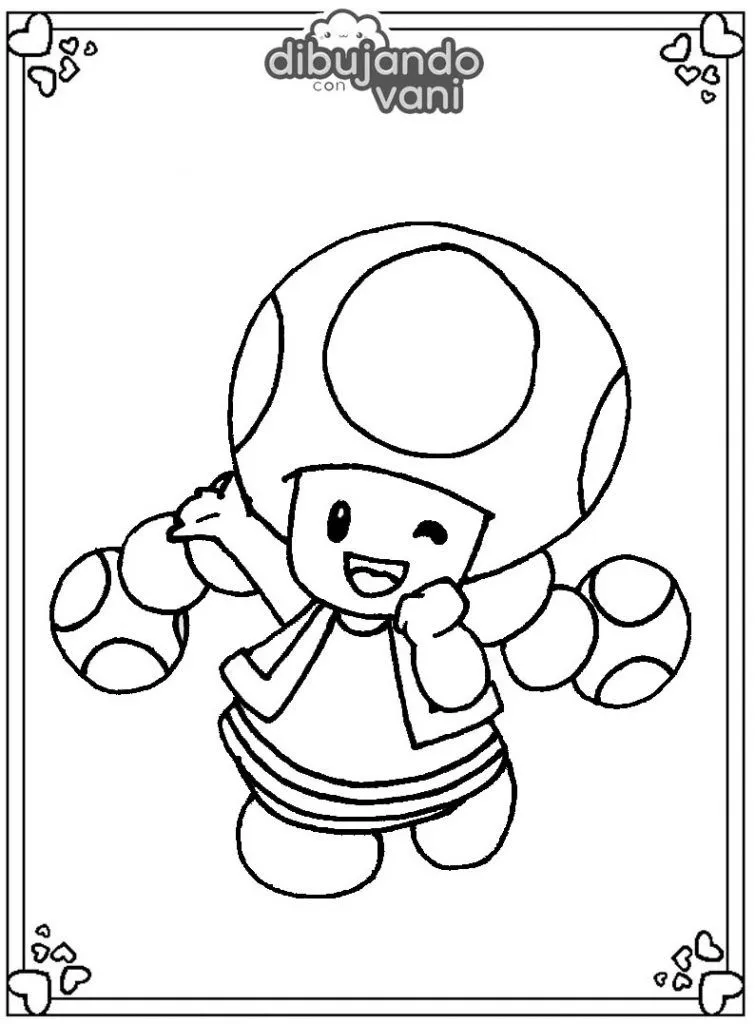 Dibujo de toadette para imprimir y colorear - Dibujando con Vani