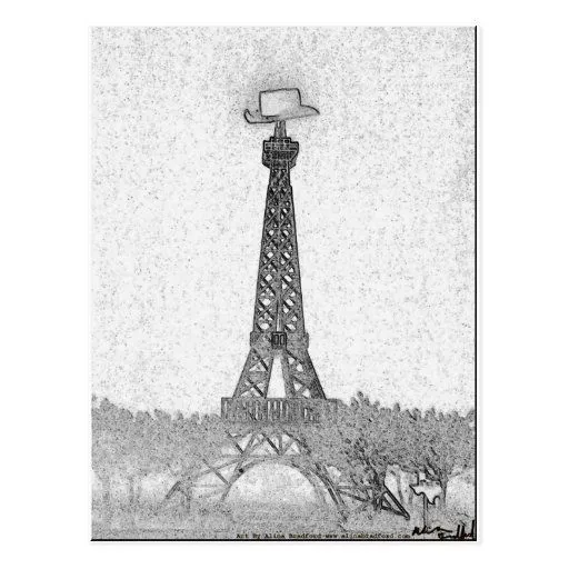 Dibujo de la torre Eiffel de París, Tejas Postal de Zazzle.