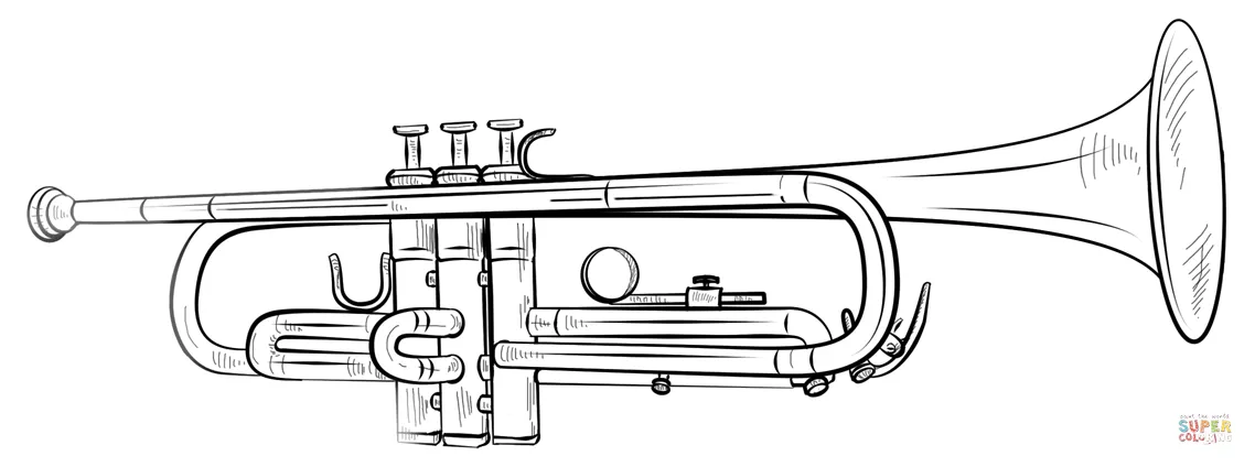 Dibujo de Trompeta realista para colorear | Dibujos para colorear ...