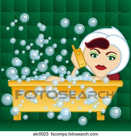 Dibujo - un, conversación de mujer, en, ella, teléfono celular ...