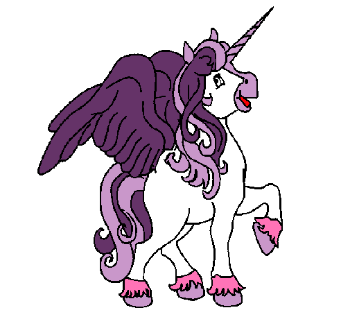 Dibujo de Unicornio con alas pintado por Morado en Dibujos.net el ...