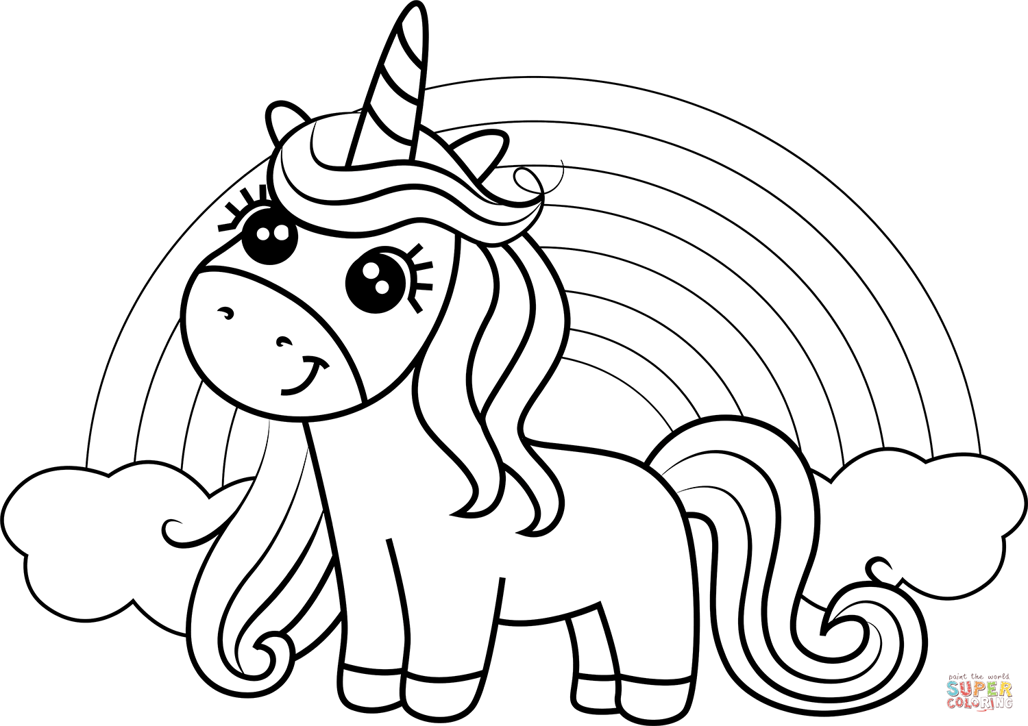 Dibujo de Unicornio con arcoiris para colorear | Dibujos para colorear  imprimir gratis