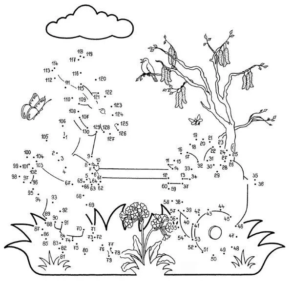 Dibujo de unir puntos de un conejo: dibujo para colorear e imprimir