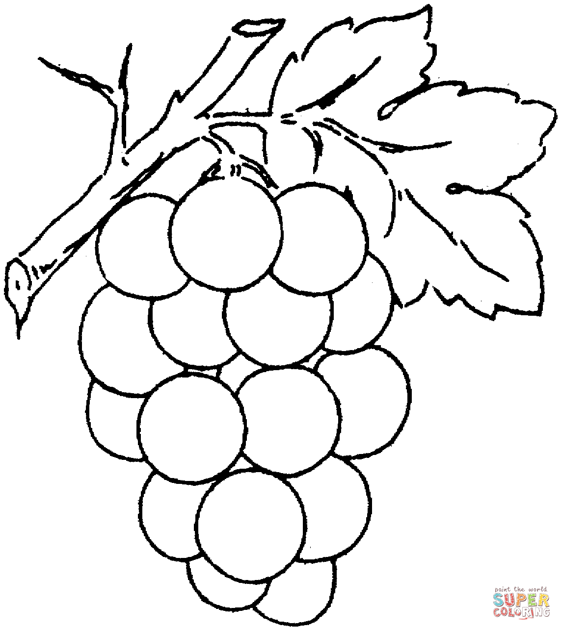 Dibujo de Uvas con Hoja para colorear | Dibujos para colorear ...