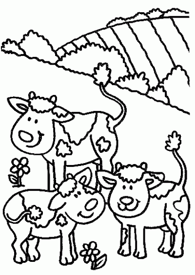 Dibujo de Vacas. Dibujo para colorear de Vacas. Dibujos infantiles de ...