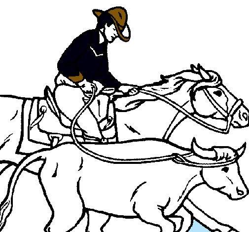 Dibujo de Vaquero y vaca pintado por Meme en Dibujos.net el día 08 ...