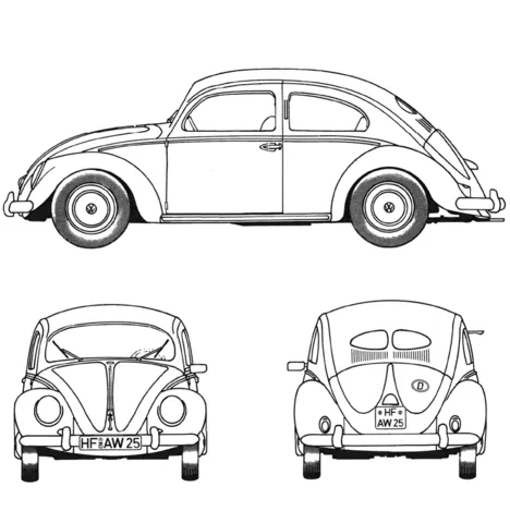 Dibujo de Volkswagen Beetle de 1952 para colorear | Dibujos para ...