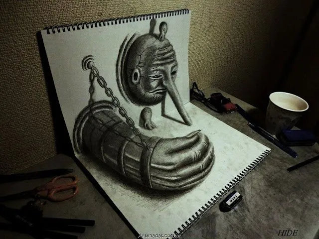 dibujos en 3D sobre dos hojas de papel - Taringa!