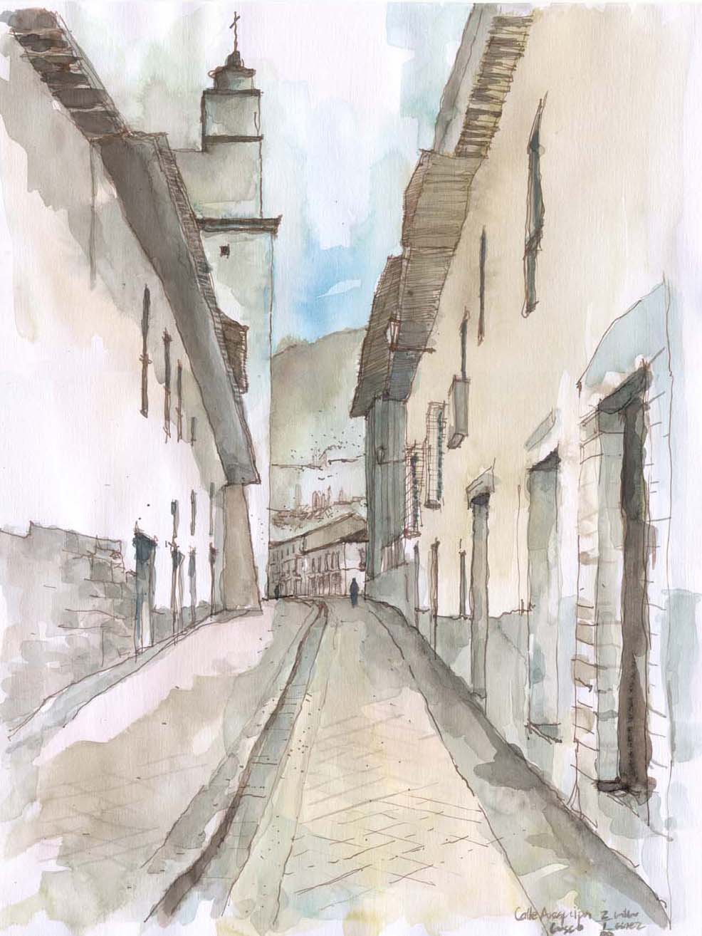 Dibujos y acuarelas del Cusco | Wilder Gómez Taipe sketchbook