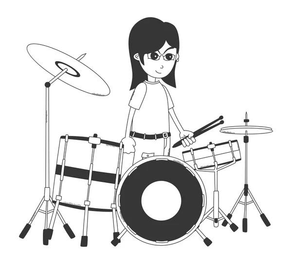 dibujos animados de arte baterista — Vector stock © vectorfirst ...