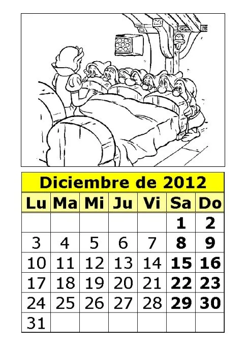 Calendario de Blancanieves para colorear de 2012 (4ª parte ...