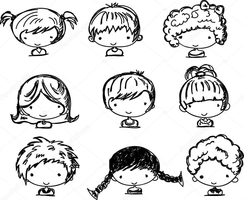 dibujos animados de caras de niños — Vector stock © virinaflora #