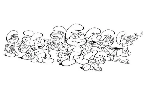 Dibujos animados para colorear: Pitufos para colorear