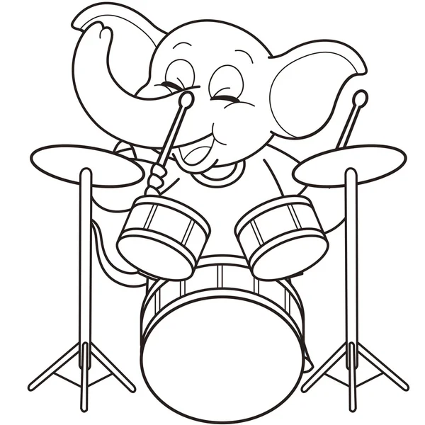 Dibujos animados elefante tocando la batería — Vector stock ...