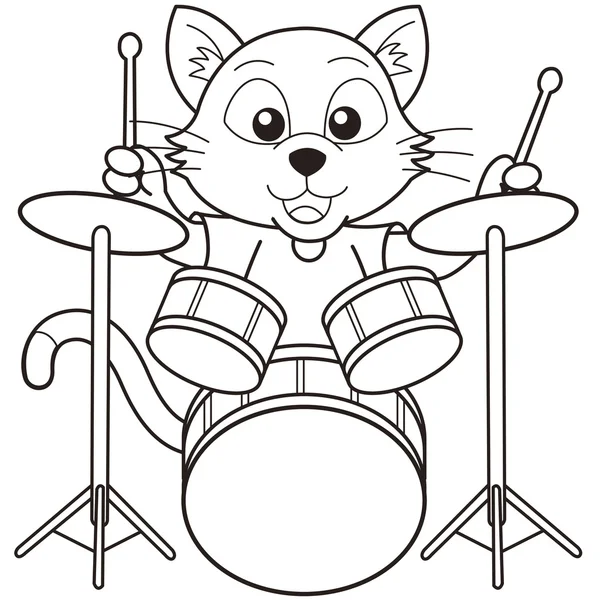 Dibujos animados gato tocando la batería — Vector stock © kchungtw ...