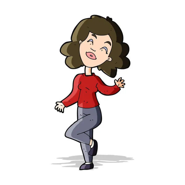 de dibujos animados mujer bailando feliz — Vector stock ...