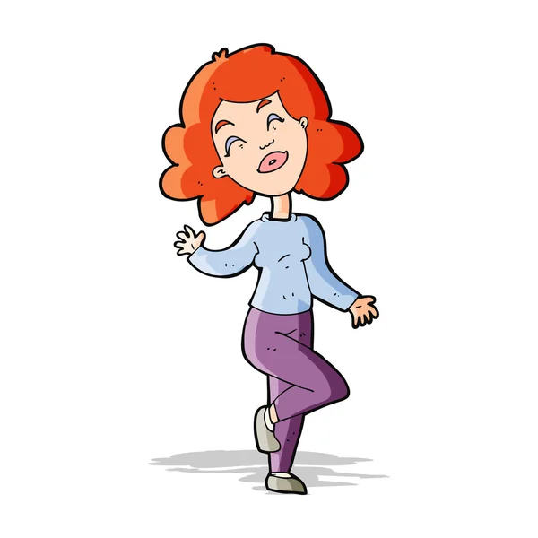 de dibujos animados mujer bailando feliz — Vector stock ...