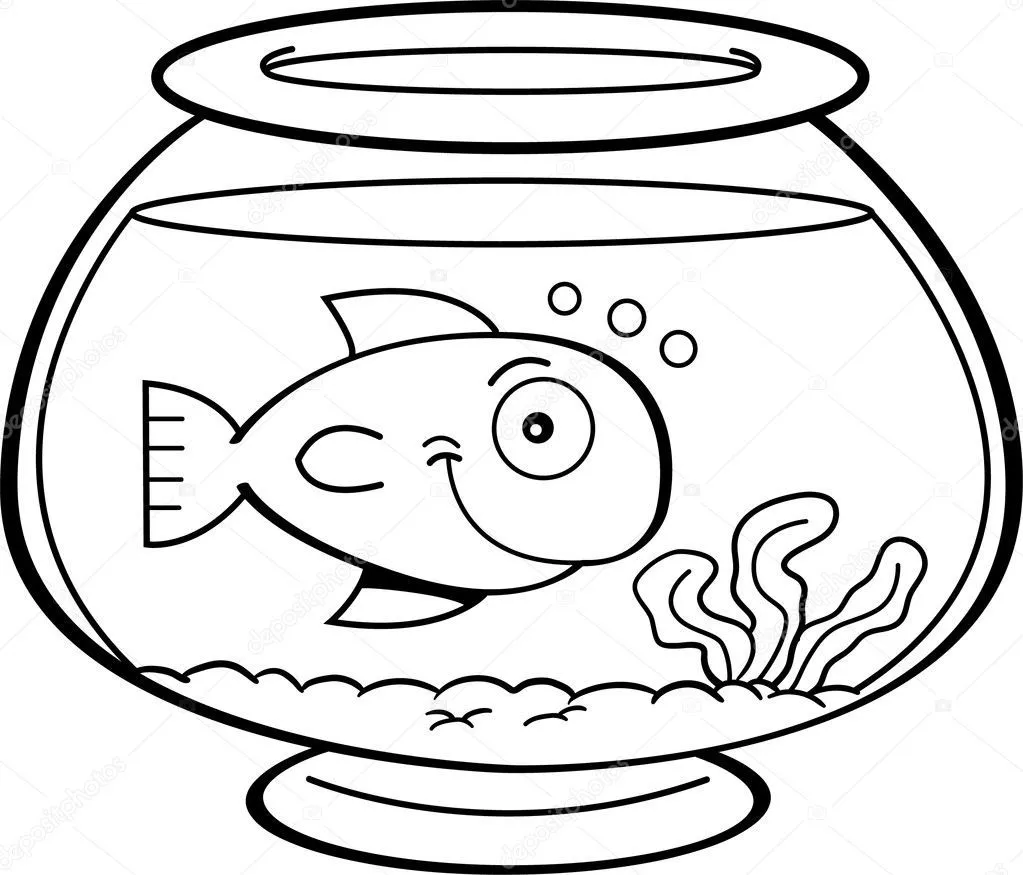 dibujos animados de peces en una pecera — Vector stock © kenbenner #