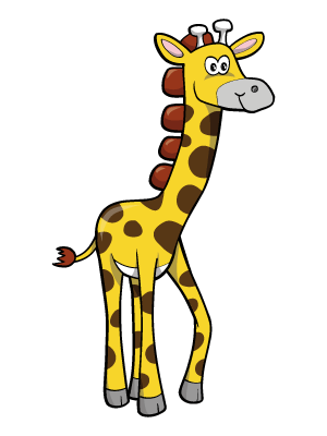 Colorea dibujos de animales - Jirafa feliz