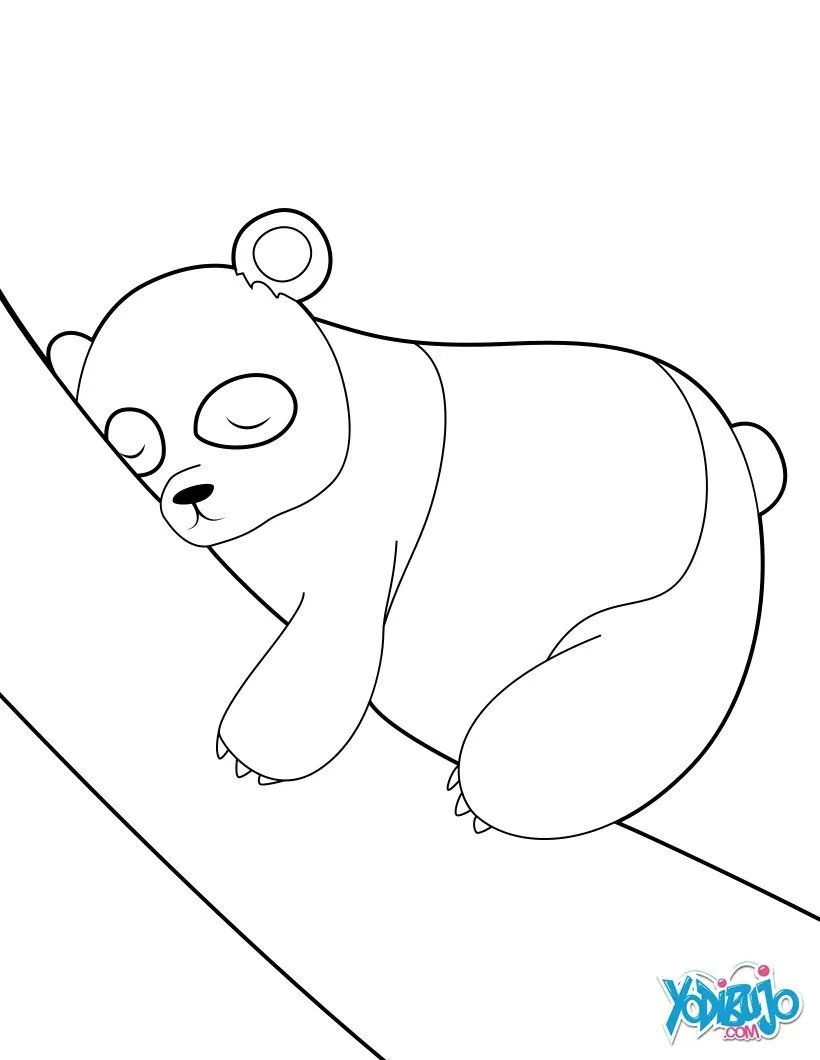 Dibujos ANIMALES SALVAJES para colorear, Oso Panda Durmido para ...