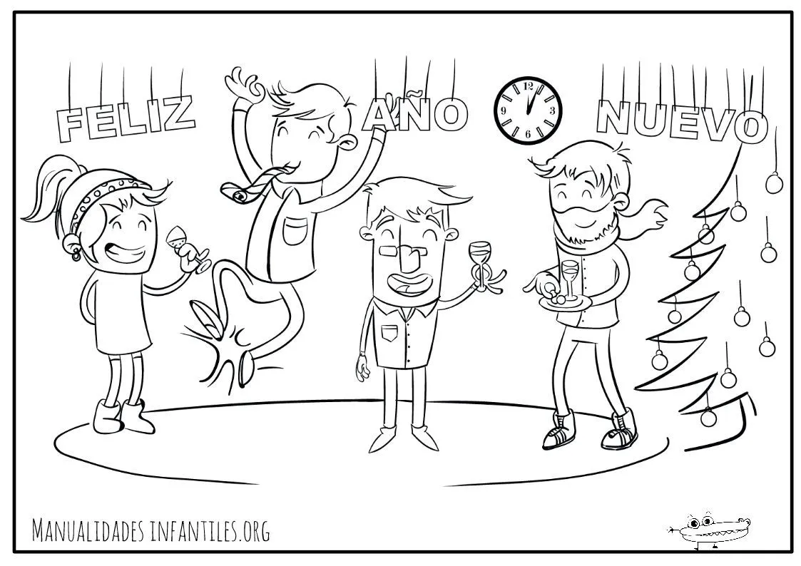 Dibujos de Año Nuevo -Manualidades Infantiles | Dibujos, Actividades infantiles, Manualidades