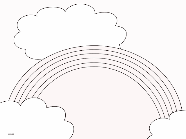 Paisaje con arcoiris para colorear - Imagui