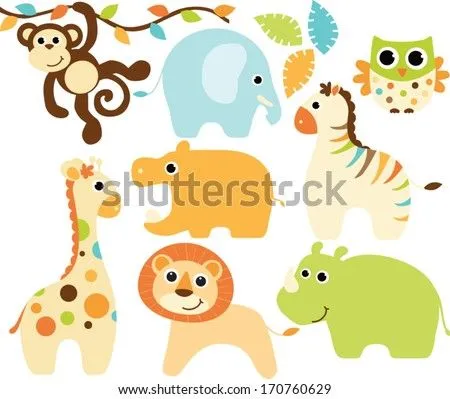 Baby Safari Animals - Boy Ilustración vectorial en stock 170760629 ...