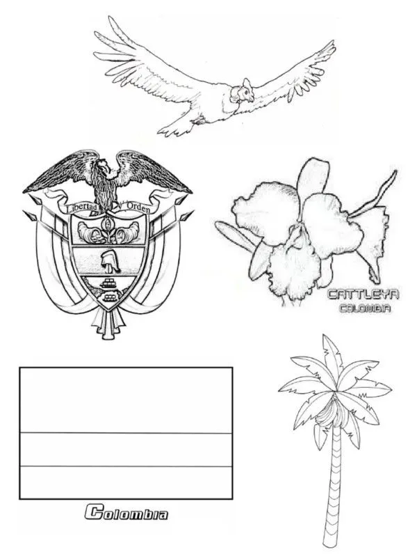 Dibujos de la bandera de Colombia para colorear, descargar e imprimir | Colorear imágenes
