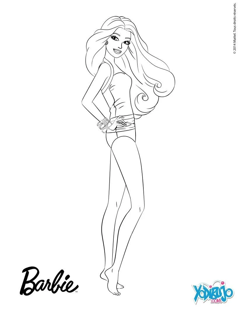 Dibujos Barbie 2014 para colorear, Traje de baño de una pieza para ...