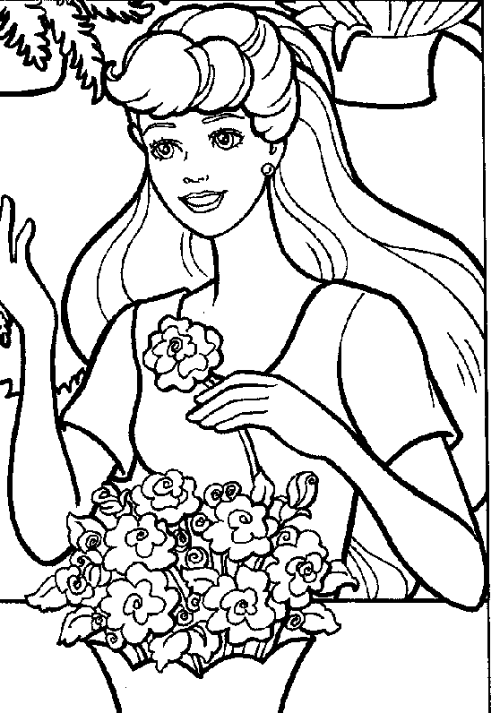 DIBUJOS DE BARBIE PARA PINTAR: BARBIEN RECOJIENDO FLORES : COSAS PARA ...