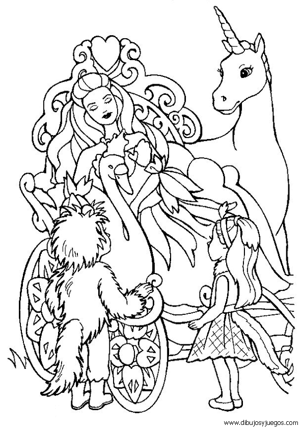 dibujos-barbie-princesa-008 | Dibujos y juegos, para pintar y colorear