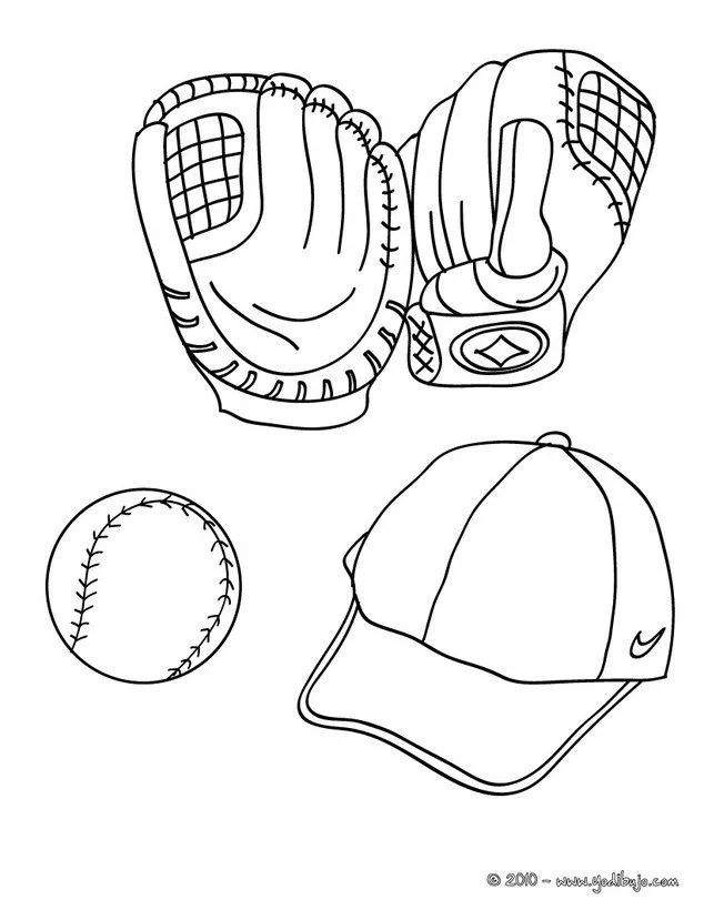 Dibujos de BEISBOL para colorear, guantes, pelota y gorra de ...