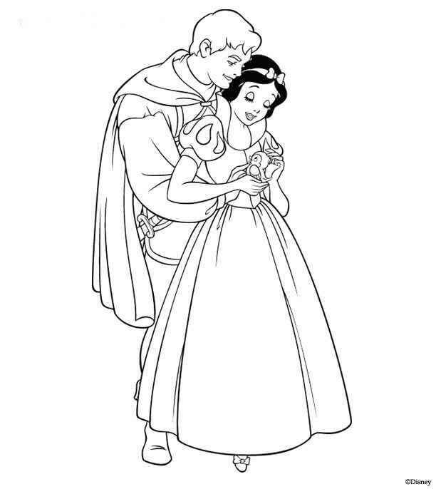 Dibujos de blancanieves y el principe para colorear, Pintar y ...