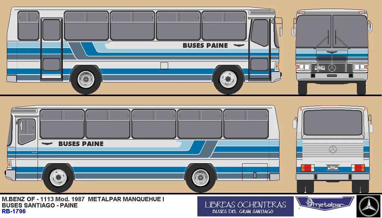 DIBUJOS DE BUSES: BUSES CHILENOS PRE-LICITACIONES ( hasta 1991 )