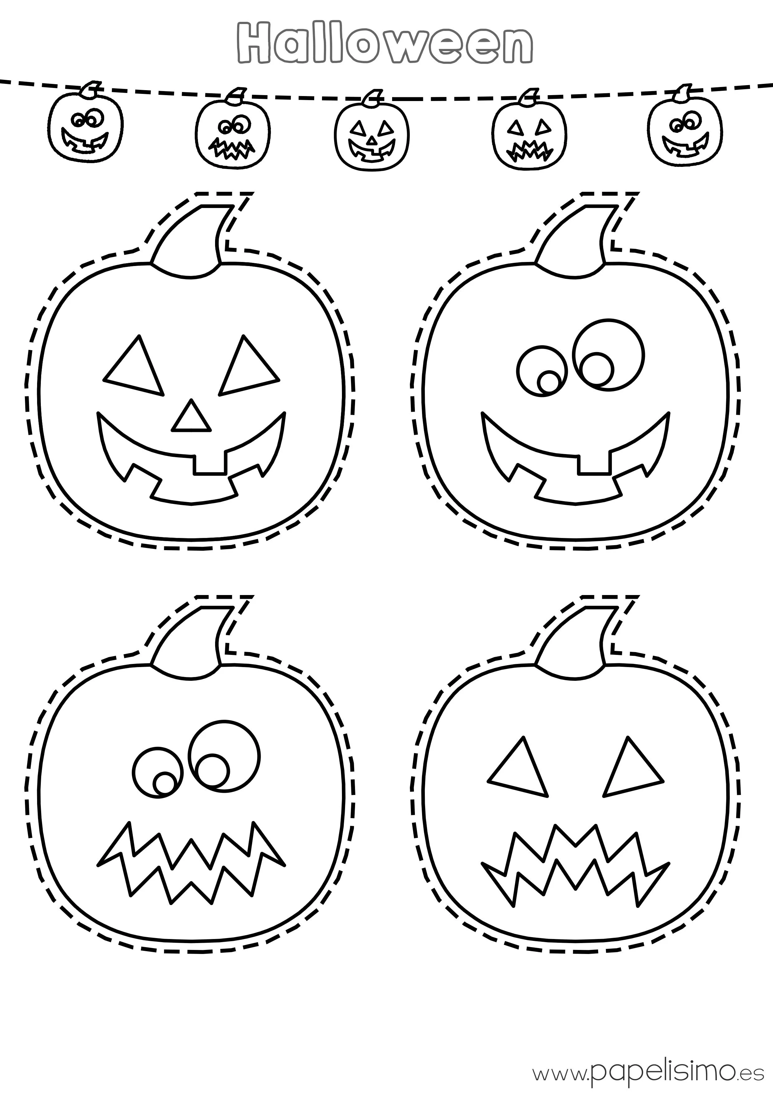 Dibujos de calabazas de Halloween para recortar | Papelisimo