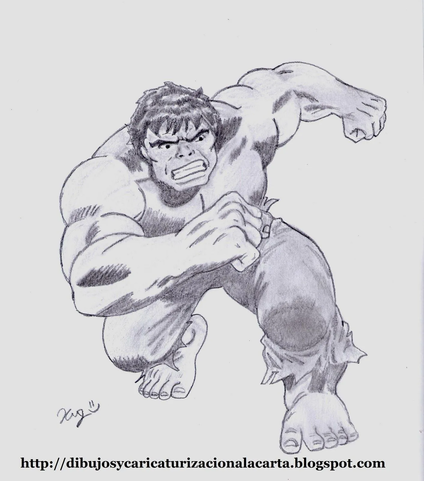 dibujos y caricaturizacion a la carta: Hulk mi dibujo a lapiz