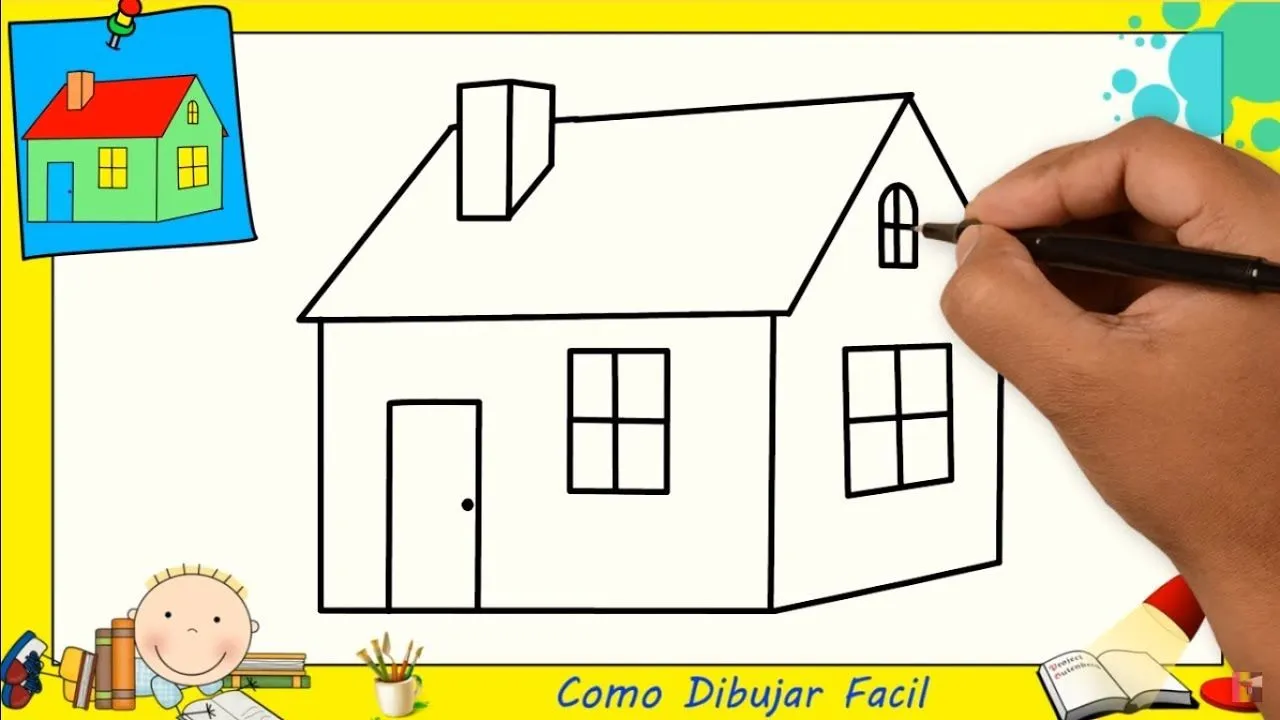 Dibujos de casas FACILES paso a paso para principiantes - Como dibujar una  casa FACIL 1 - YouTube