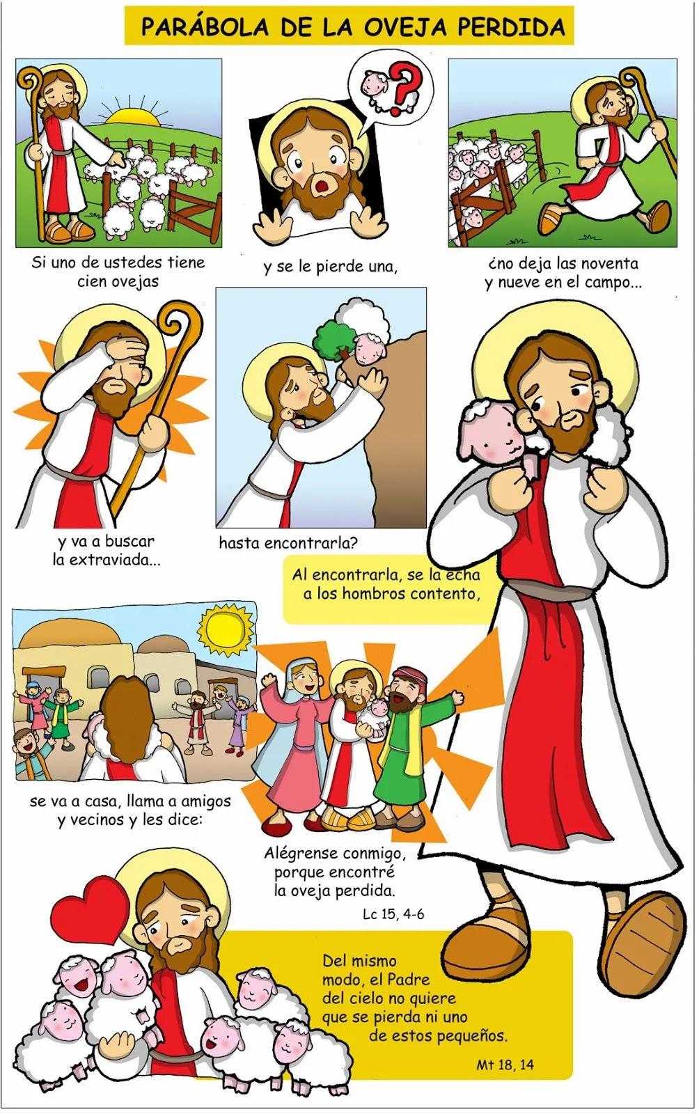 Dibujos para catequesis: PARÁBOLA DE LA OVEJA PERDIDA